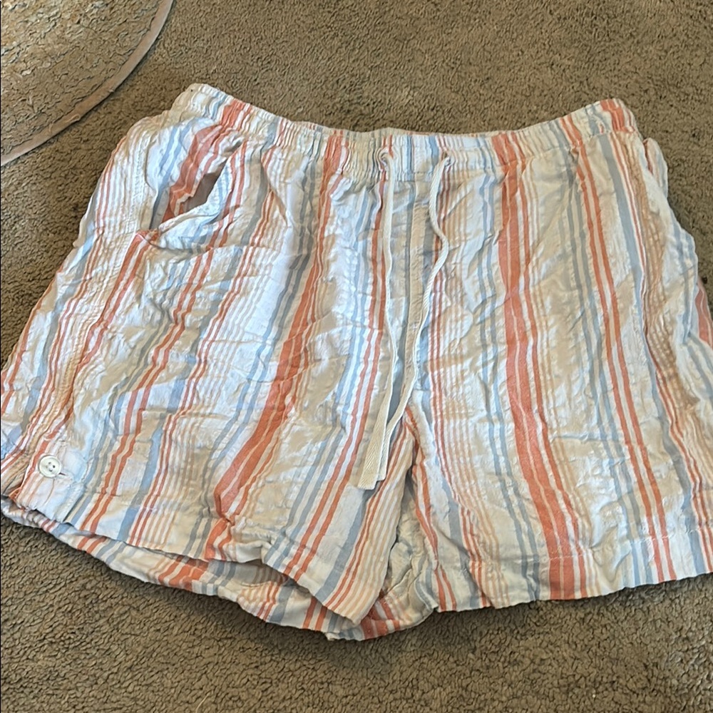 Gloria Vanderbilt Orange and Blue Striped Shorts 007B